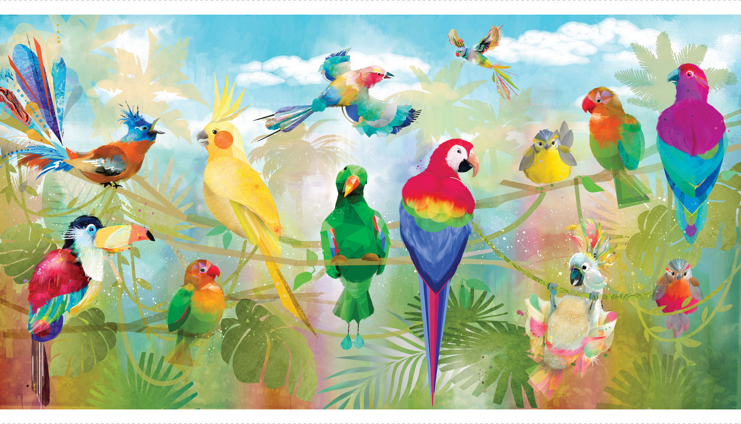 Tropicolor Birds Digital by Connie Haley 22" Panel Birds on a Vine 19380-PNL-CTN-D Cotton Woven Panel