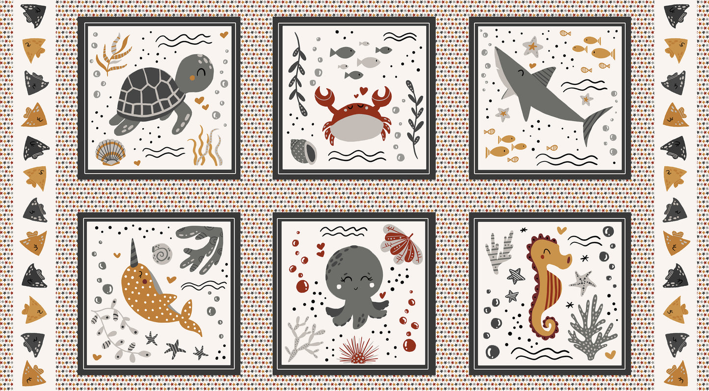 Water Babies by Sugarly Designs 24" Panel 10" Blocks 6691-39 Cotton Woven Panel