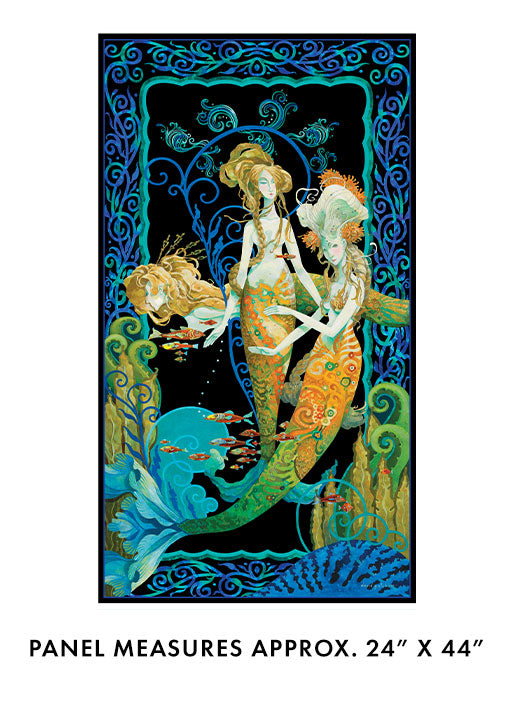 Mythical Mermaids by David Galchutt 24" Panel Blue/Multi 13286-55 Cotton Woven Panel
