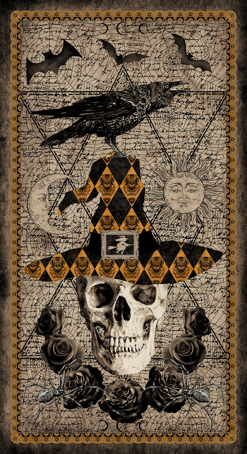 Deja Boo by Satin Moon Designs 24" Panel Halloween Taupe 2171P-39 Cotton Woven Panel