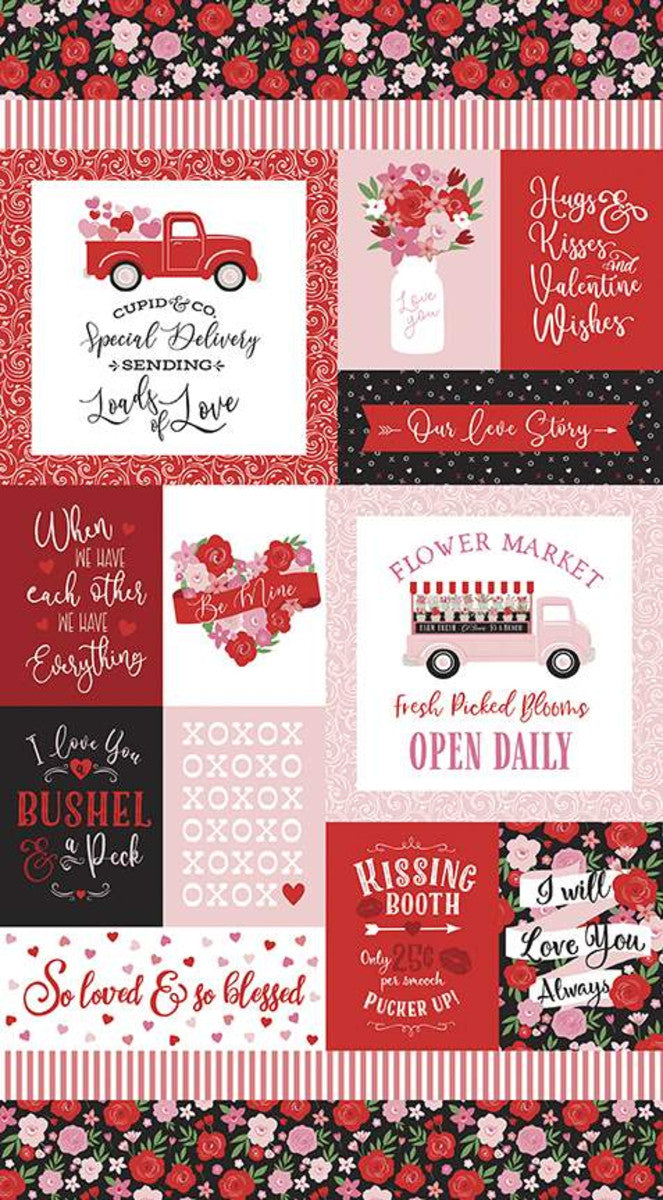 Falling in Love by Dani Mogstad 24" Panel P11287-RED Cotton Woven Panel