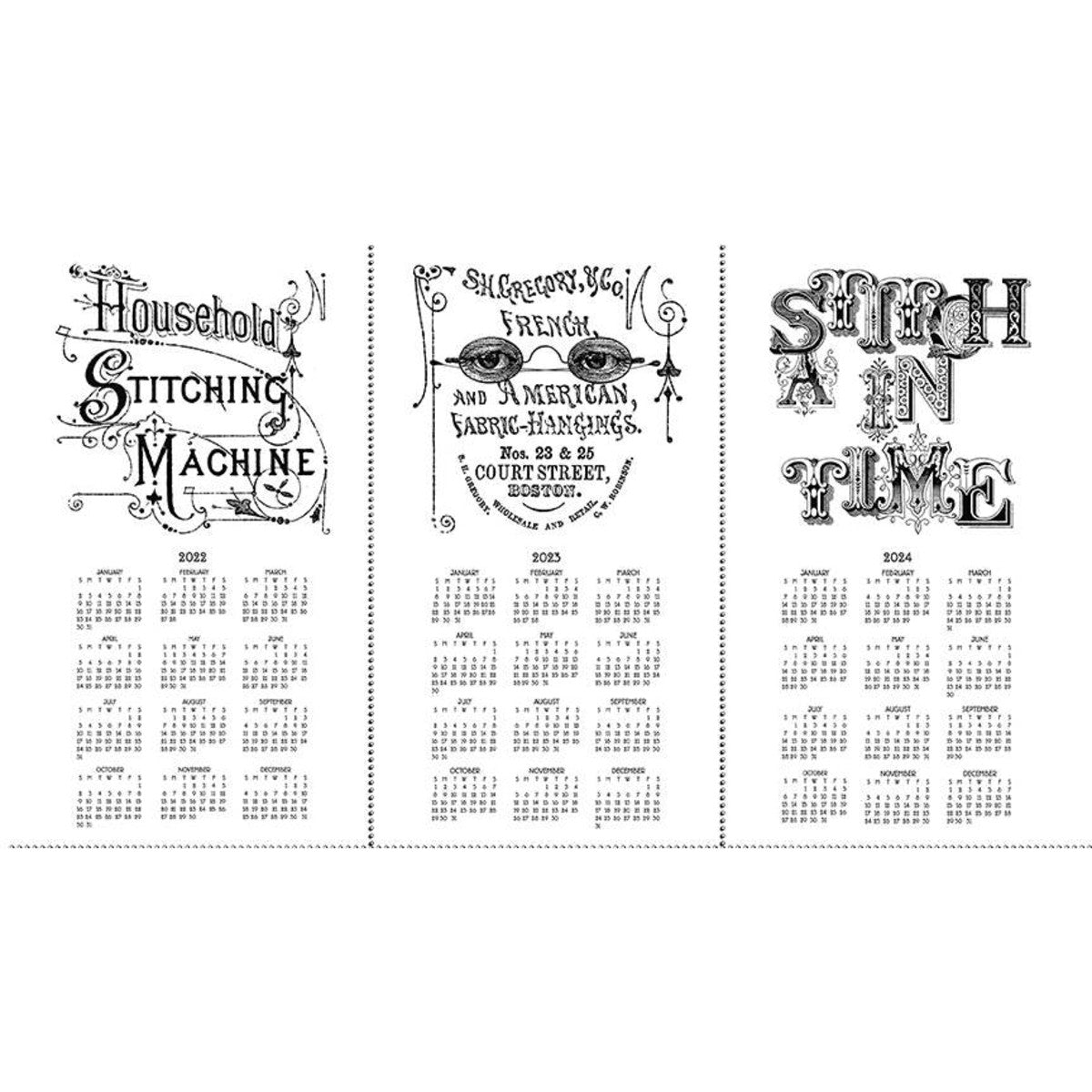 Best of She Who Sews by J. Wecker Frisch 24" Panel Three-Year Calendar  VP11335-PANEL Canvas