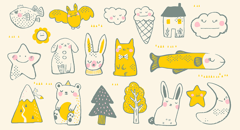 Birthday by Sarah Watts of Ruby Star Society 24" Panel Toys Buttercream    RS2044-11 Cotton Woven Panel