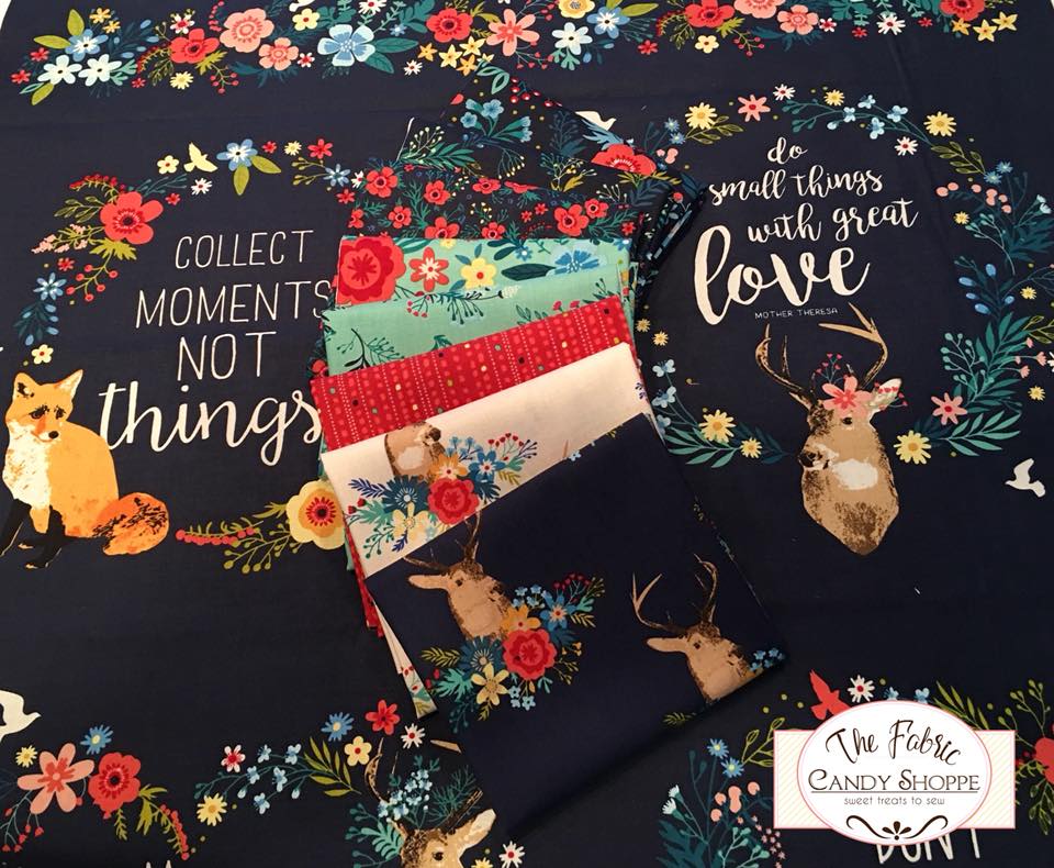 Chloe Collection Buck Heads on Navy Cotton Woven Fabric