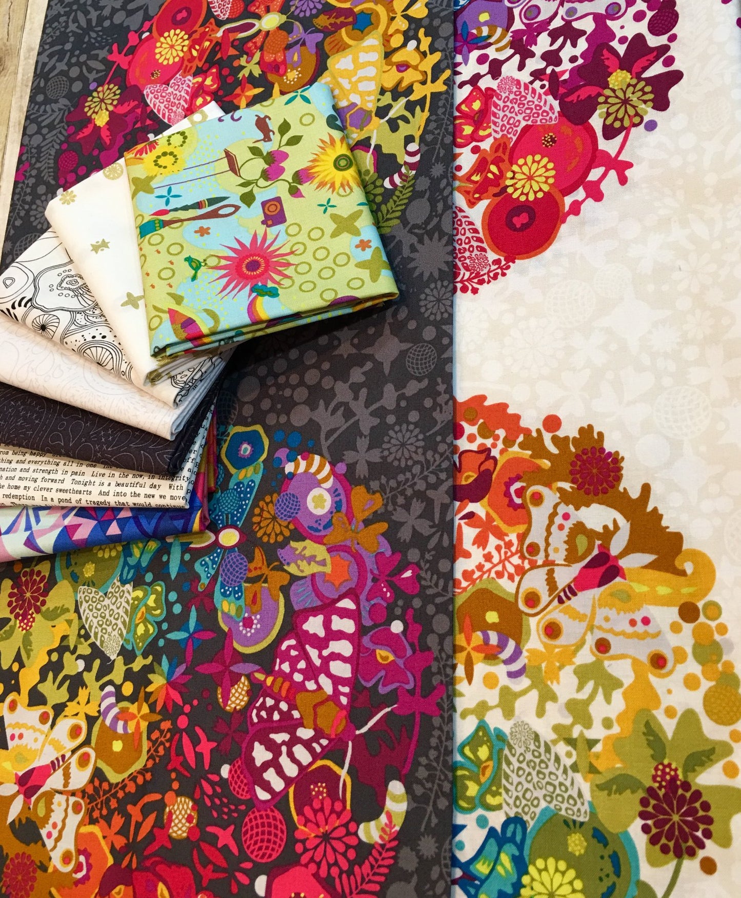 Remix by Alison Glass Ex Libres Paper Stitched on White A-8450-L Cotton Woven Fabric