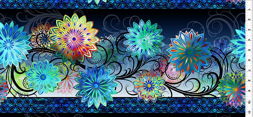 Dazzle Border Blue 2JYP-2 Cotton Woven Fabric