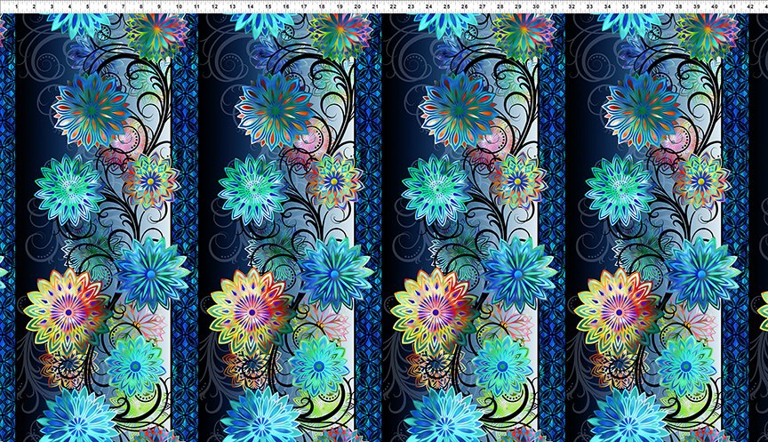 Dazzle Border Blue 2JYP-2 Cotton Woven Fabric