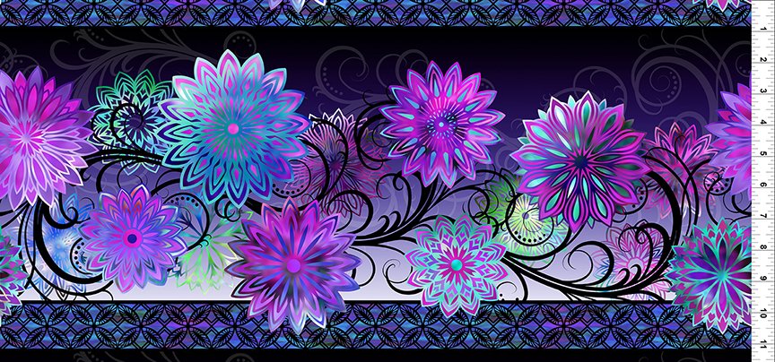 Dazzle Border Purple Layout 2JYP-3 Cotton Woven Fabric