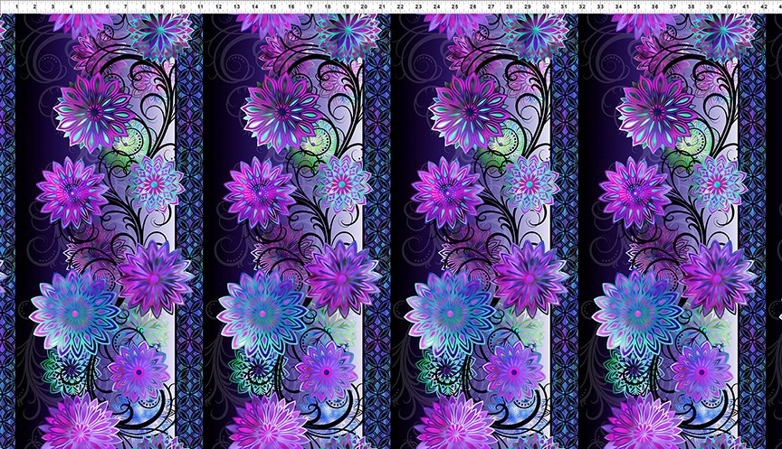 Dazzle Border Purple Layout 2JYP-3 Cotton Woven Fabric