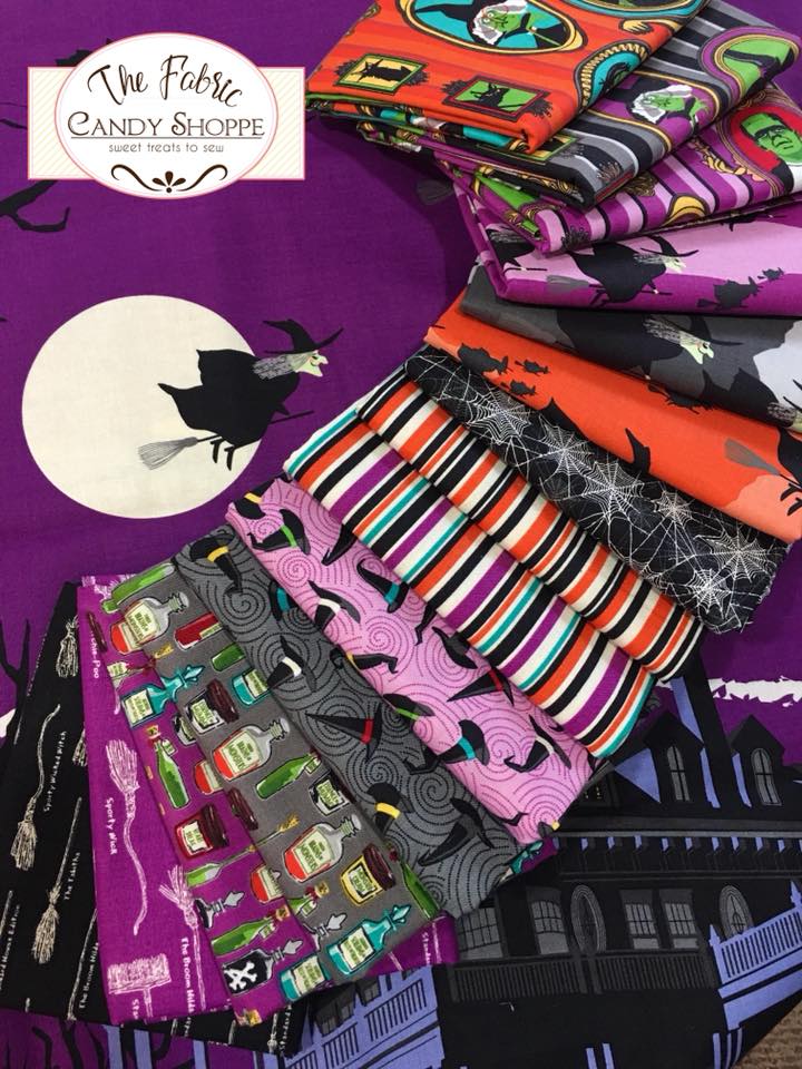 Haunted House Main Print on Black Cotton Woven Fabric