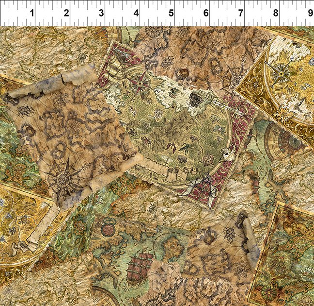 Legendary Journeys Maps Multi 5LJ-1 Cotton Woven Fabric
