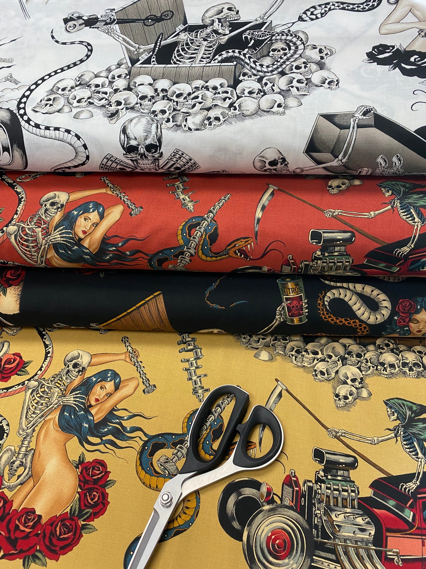 Nicole's Prints Hot Rod Nightmare Tea Dye 8948C Cotton Woven Fabric