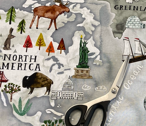 Around the World by Katie Vernon 36" Panel World Map    DDC10603-MULT Cotton Woven Panel