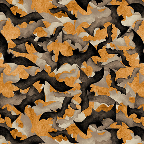 Deja Boo by Satin Moon Designs Bats Orange 2164-33 Cotton Woven Fabric