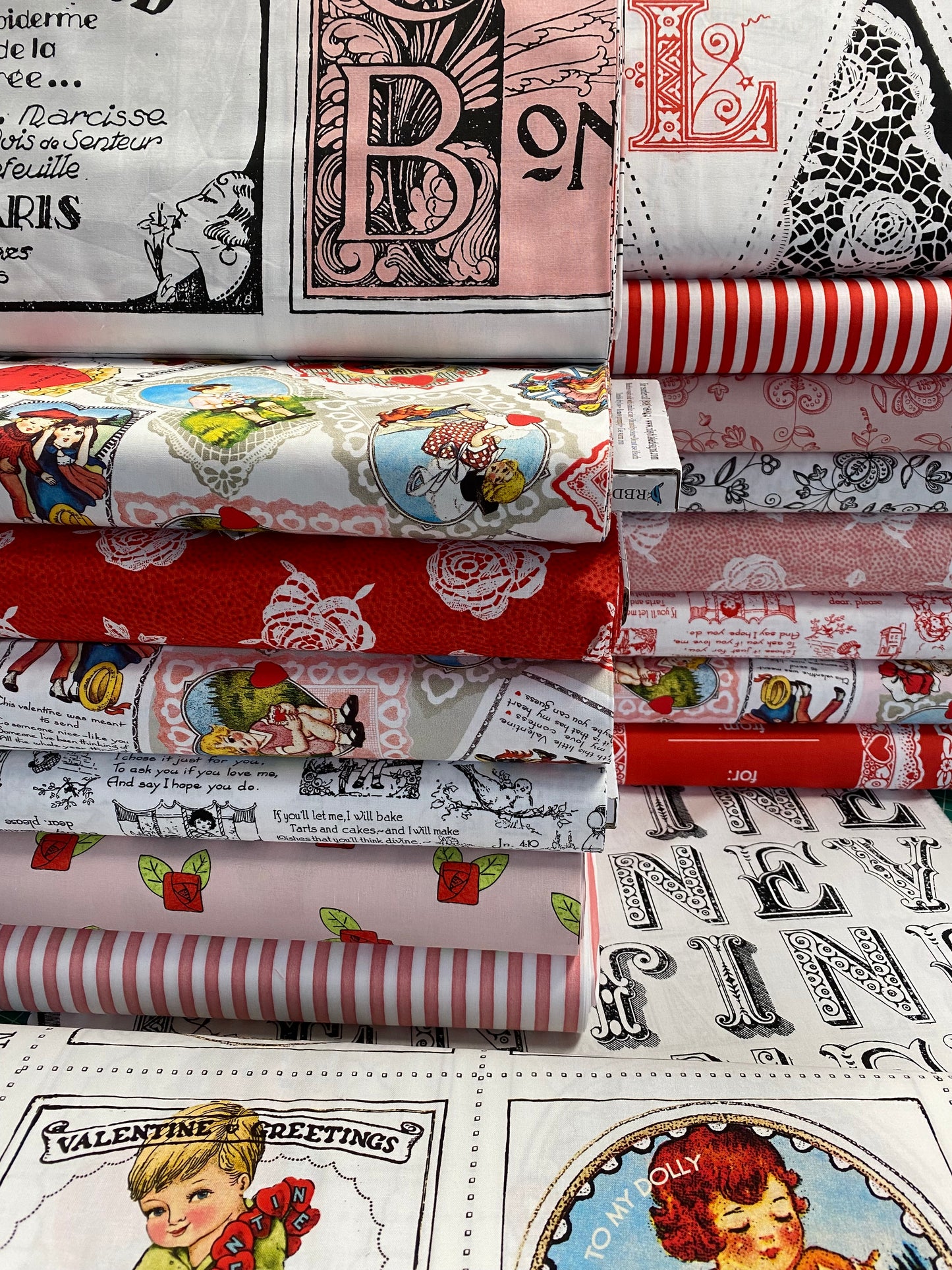 Be Mine Valentine by J. Wecker Frisch Paper Roses Red    C12790R-RED Cotton Woven Fabric