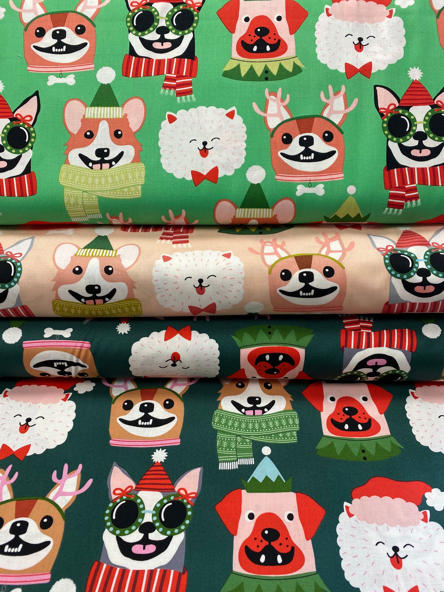 Christmas Time Canine Christmas Blush 8952b Cotton Woven Fabric