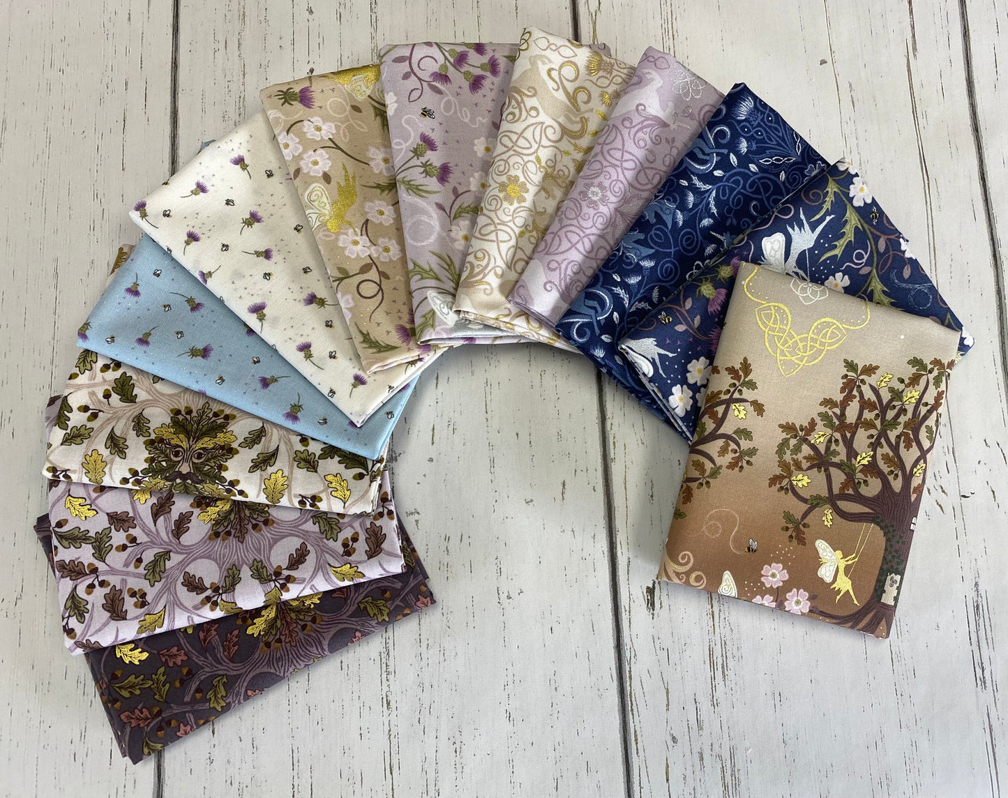 Celtic Faeries Heather and Bee Cream A734.1 Cotton Woven Fabric