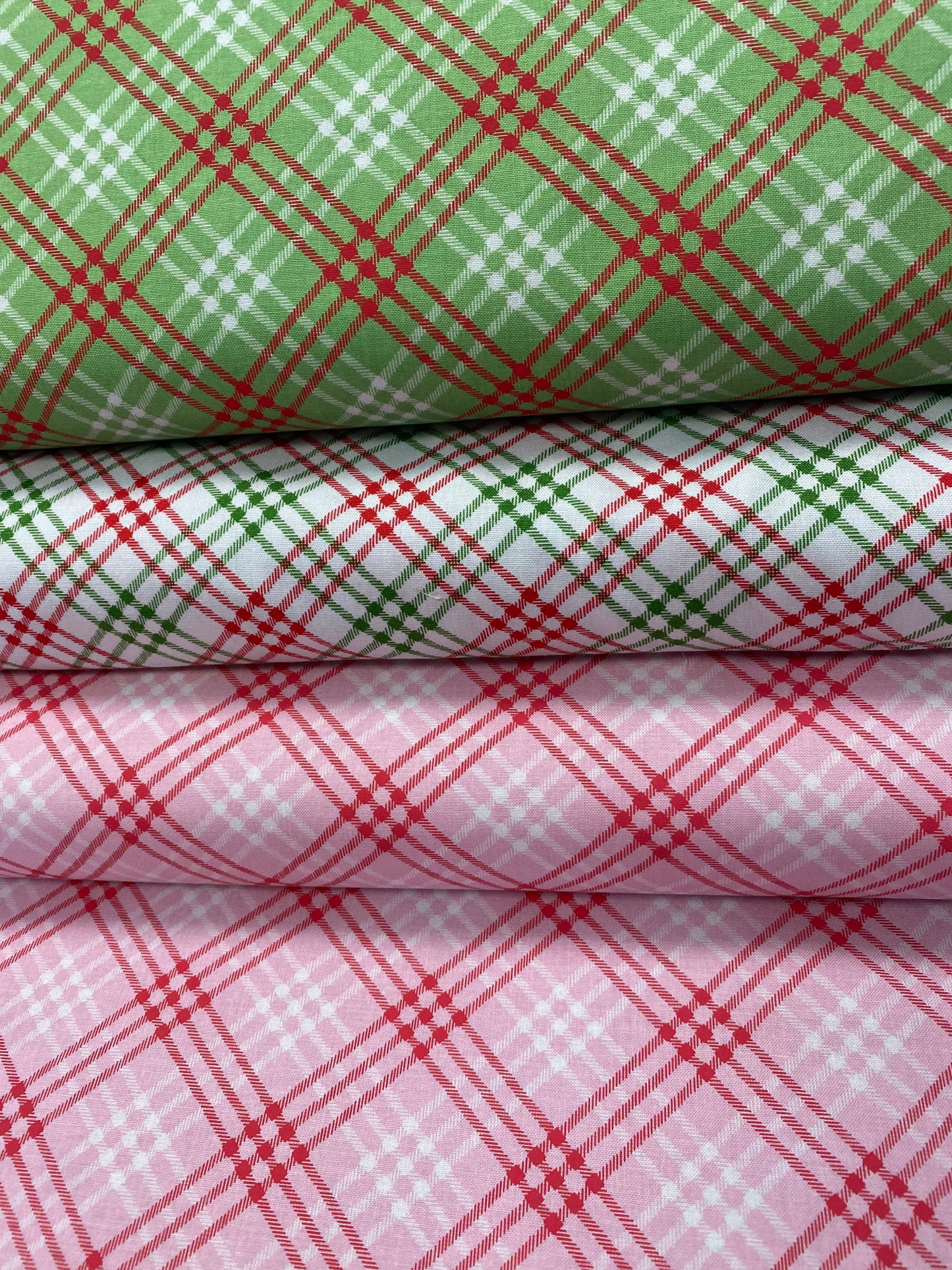 Christmas Joy by Cottage Mama Plaid Pink C12253R-PINK Cotton Woven Fabric