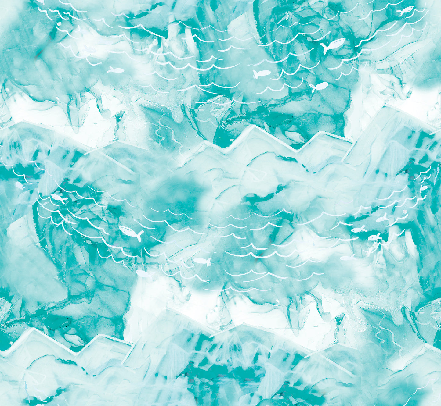 Arctic Wonder by Arrolynn Weiderhold Cracked Ice Turquoise w/Silver Glitter 19437-TRQ-CTN-D Cotton Woven Fabric