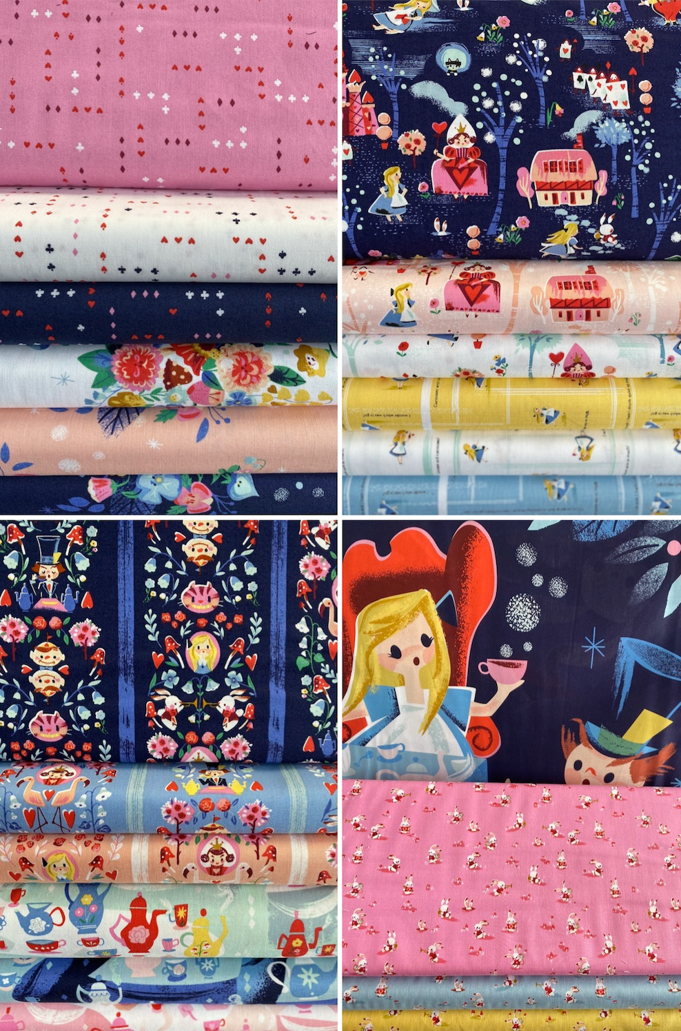 Down the Rabbit Hole by Jill Howath Caterpillar Floral Navy C12941-NAVY Cotton Woven Fabric