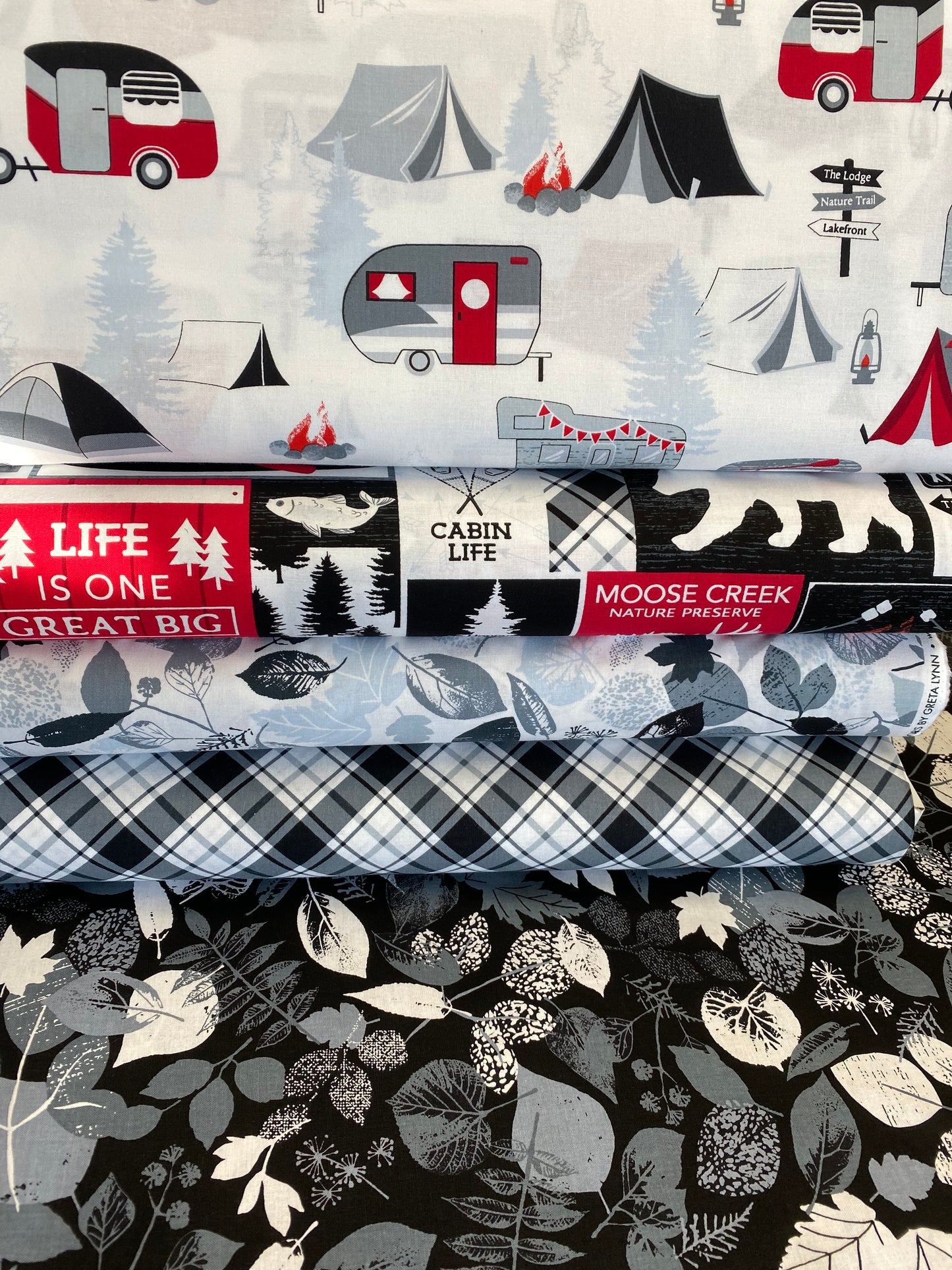 Great Outdoors Cabin Life Red/Black 12935B-99 Cotton Woven Fabric