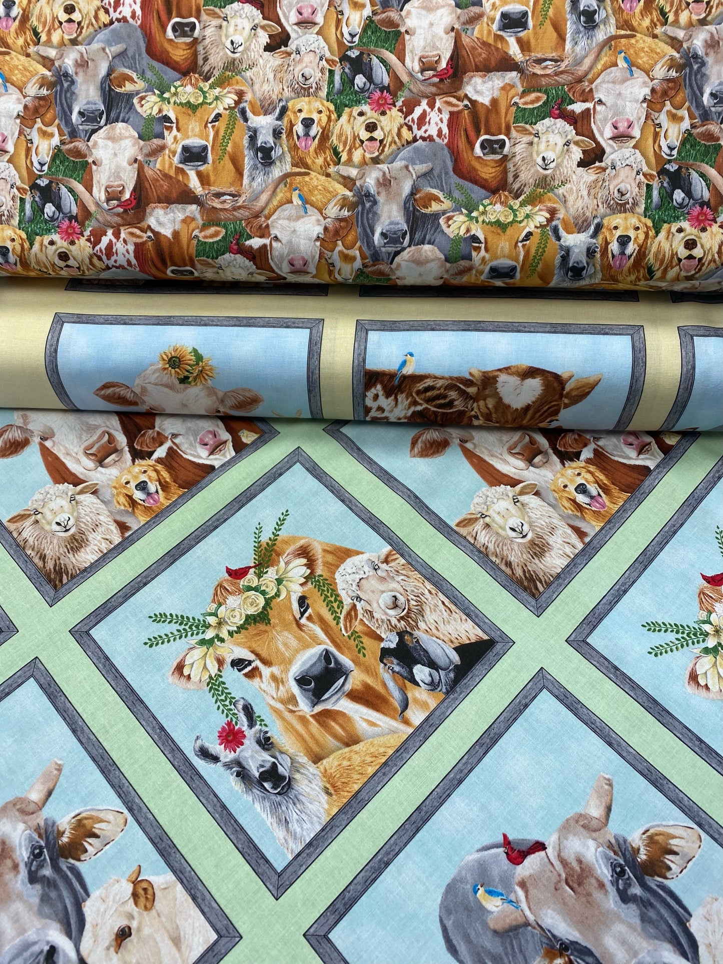 Happy Farm by Diane Fifer Animals 28001E-MULTI Cotton Woven Fabric