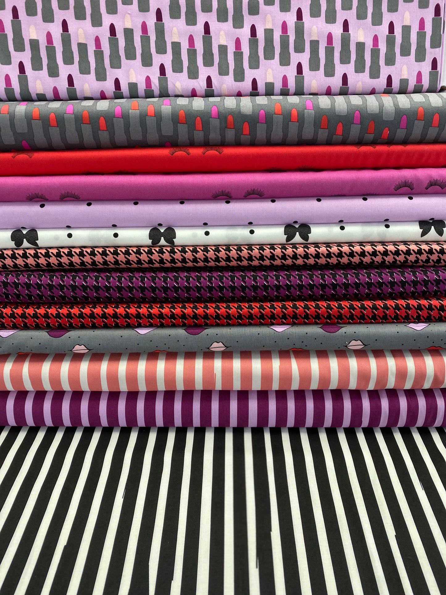 Kiss Me Kate by See Kate Sew Nail Polish Stripe Coral C7523-Coral Cotton Woven Fabric