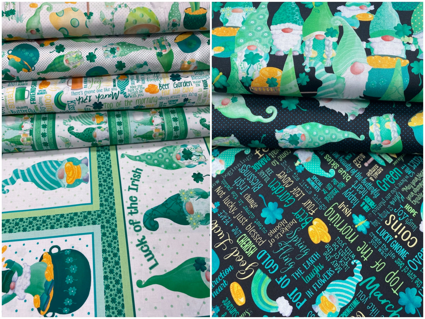 Lucky Gnomes by Andi Metz Gnomes Tossed Black 12664B-12 Cotton Woven Fabric