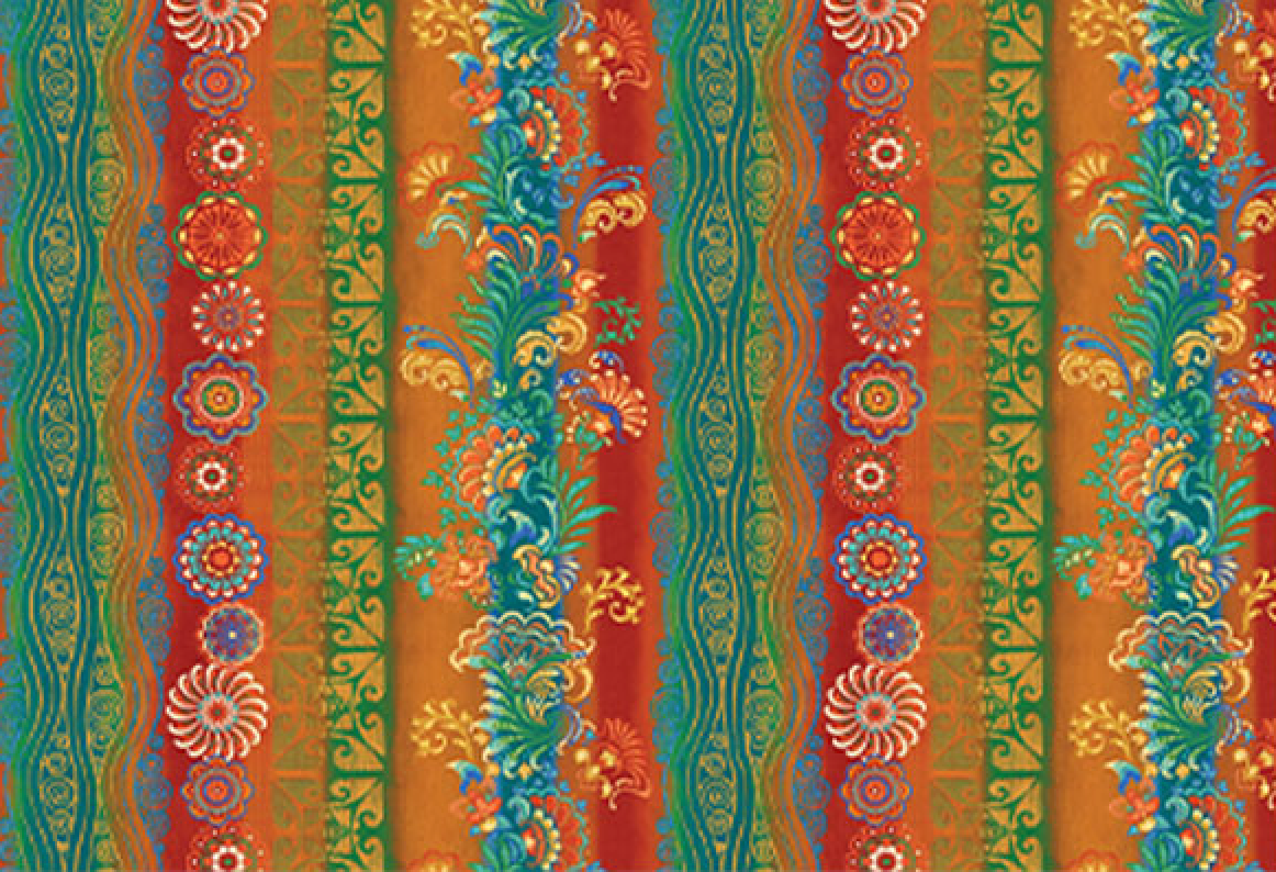 Mythical Mermaids by David Galchutt Oceanic Stripe Orange/Multi 13288-37 Cotton Woven Fabric