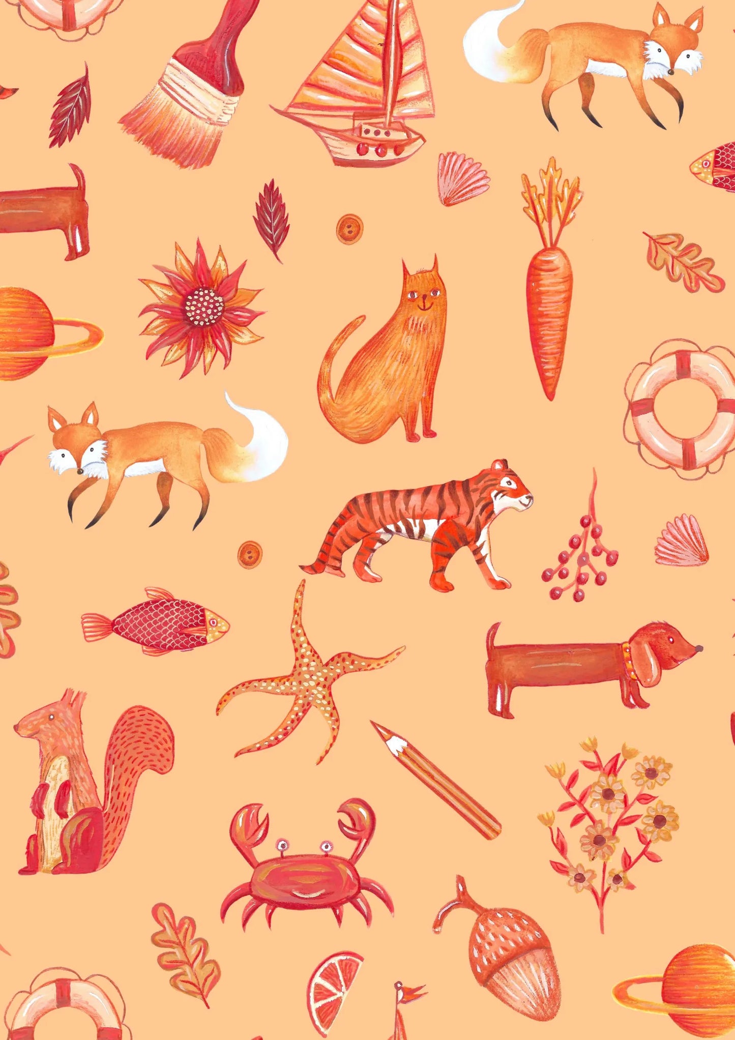 Jennie Maizels Colour Collection Oranges JM1-7 Cotton Woven Fabric