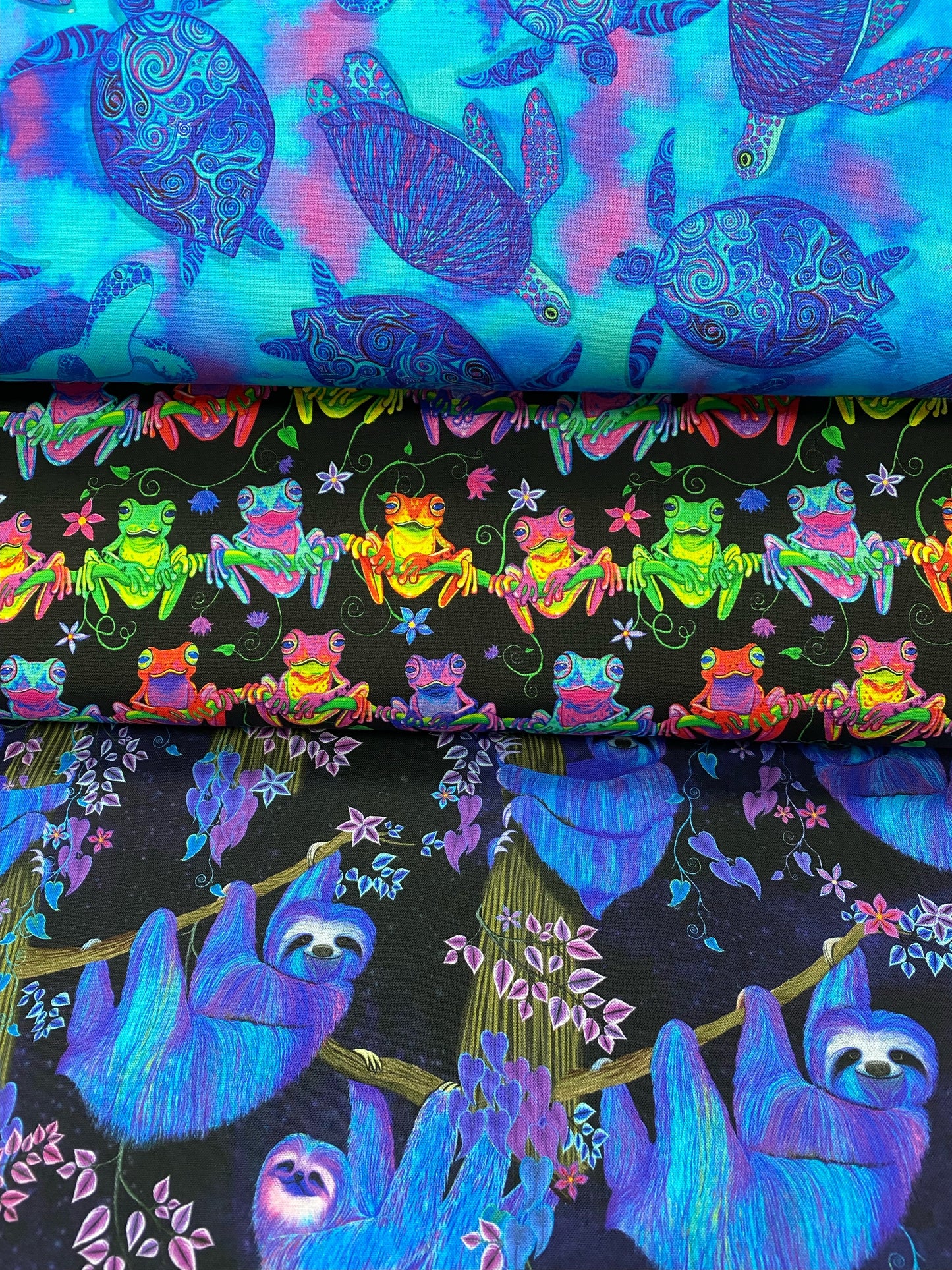 Prismatic by Nick Gustafson Moonlit Glow Turtles Turquoise CD1488-TURQ Cotton Woven Fabric