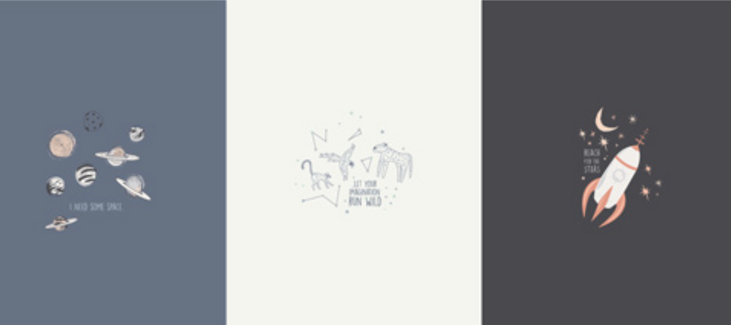 Stargazer Above & Beyond 24" Panel KC-1113 Includes 3 Mini Panels each approx. 24" x 18" KC-1113 Cotton Spandex Knit Fabric