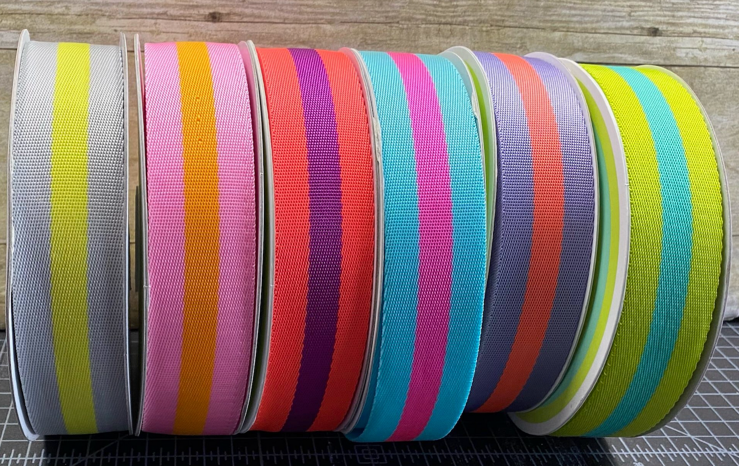 Tula Pink Nylon Webbing Soft Pink & Orange 1.5" TK 90/38mm col 02 Priced per yard