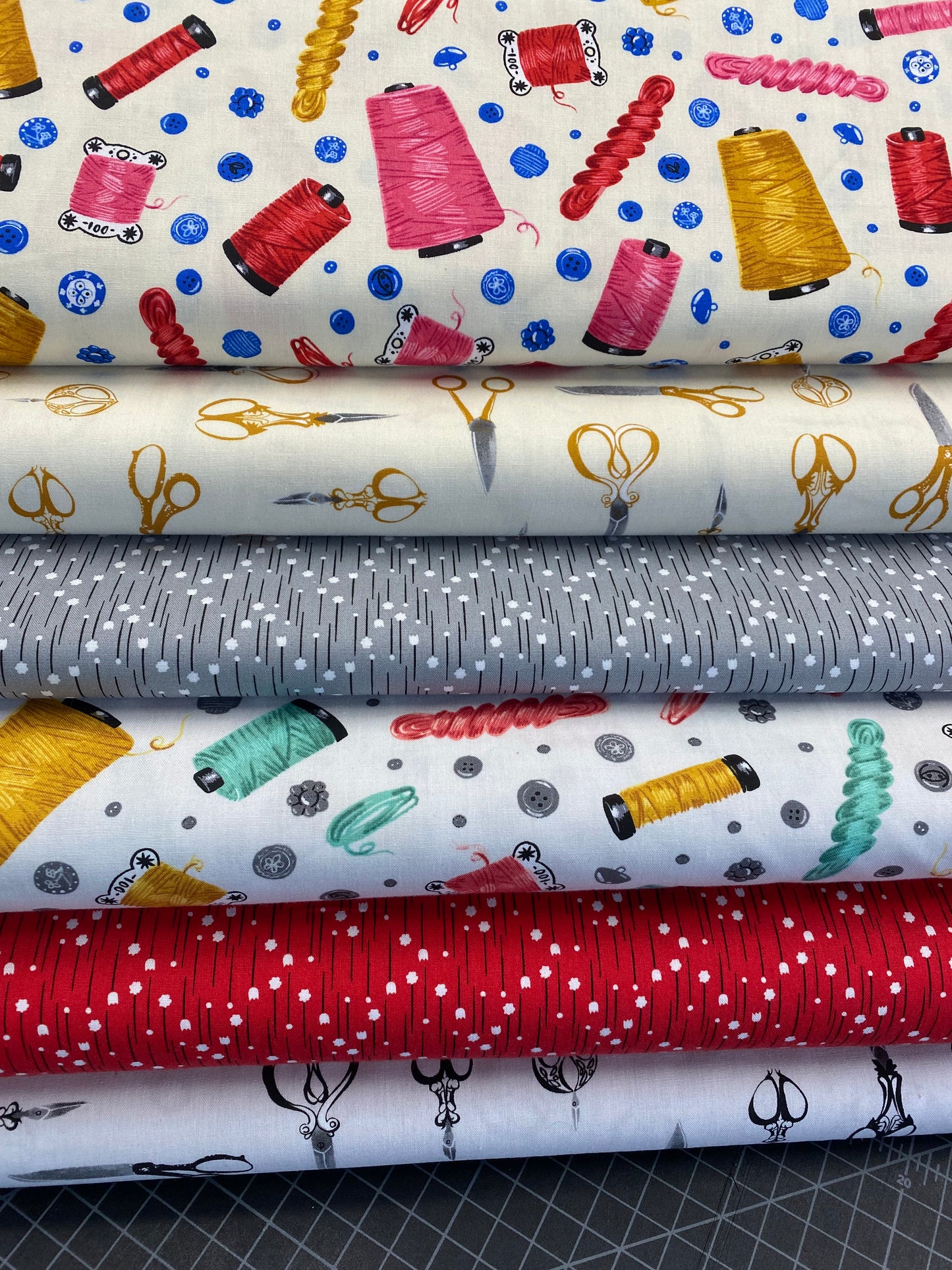 Sewn with Charm Grey Scissors AJX-18003-12 Cotton Woven Fabric
