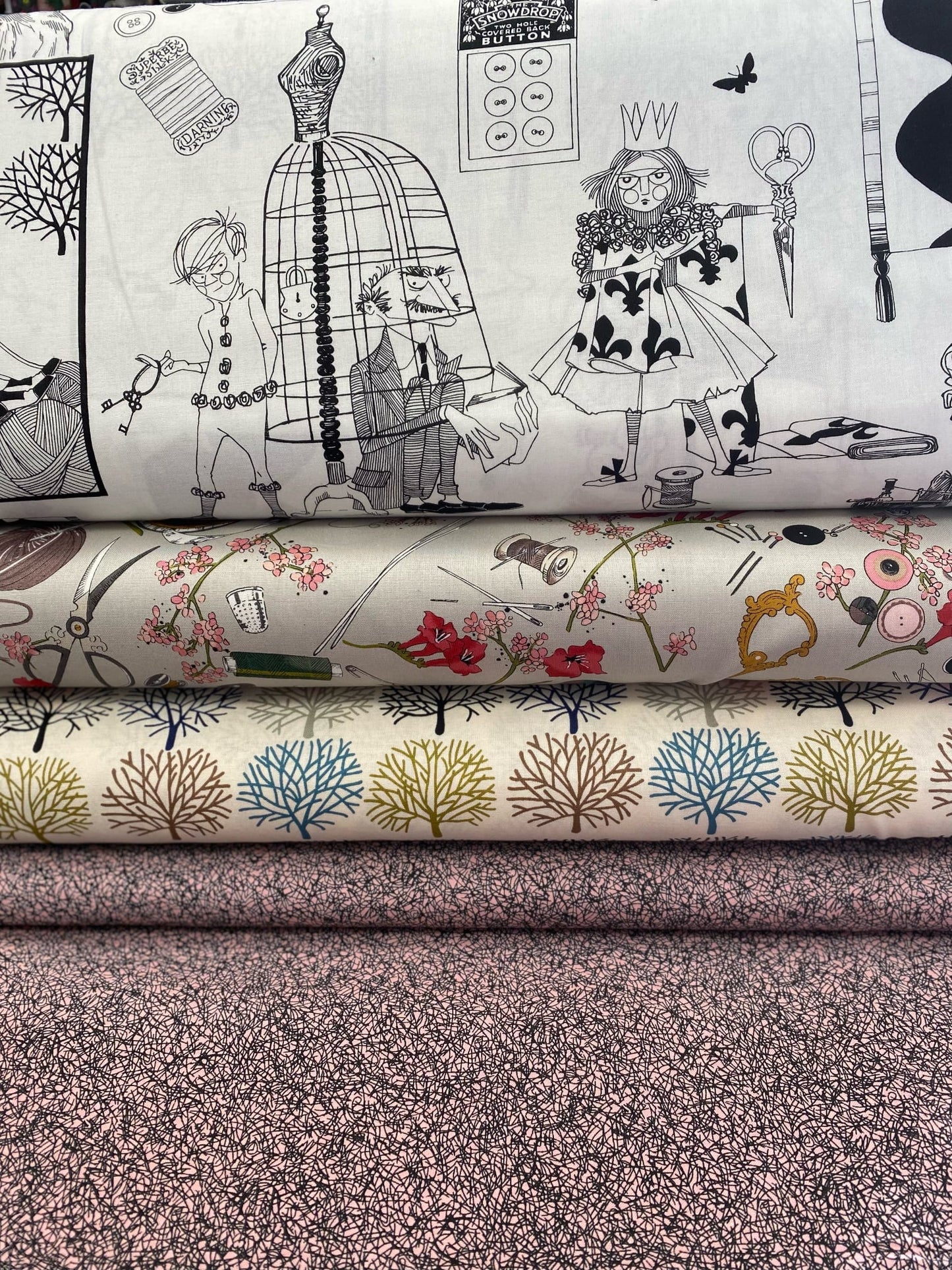 The Ghastlies Orchard Tinted/Multi  8385b Cotton Woven Fabric
