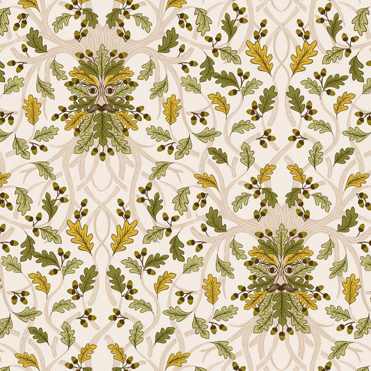 Celtic Faeries Treeman Cream w/Gold Metallic A735.1 Cotton Woven Fabric