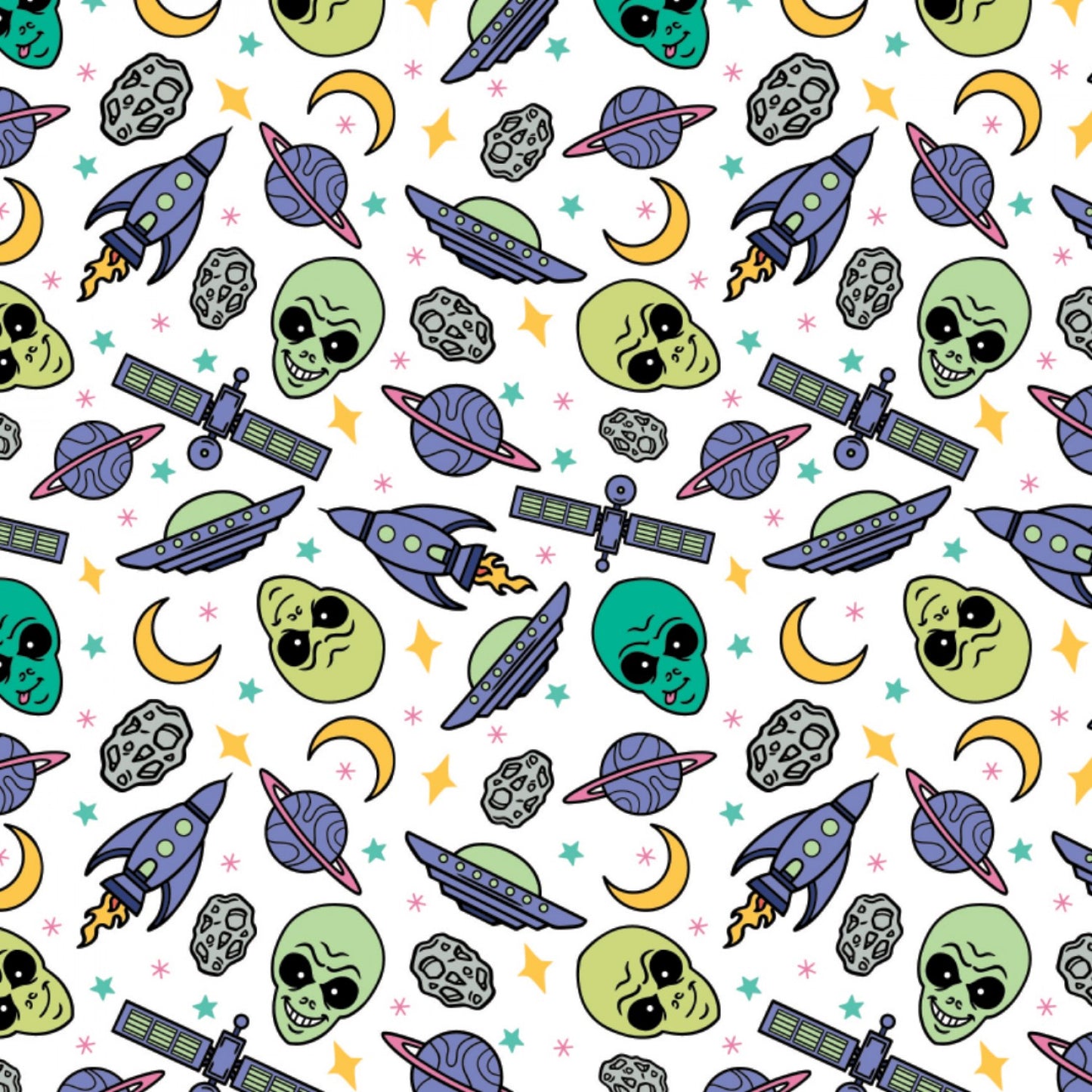 I Want to Believe Alien Invasion White 21210503-1 Cotton Woven Fabric