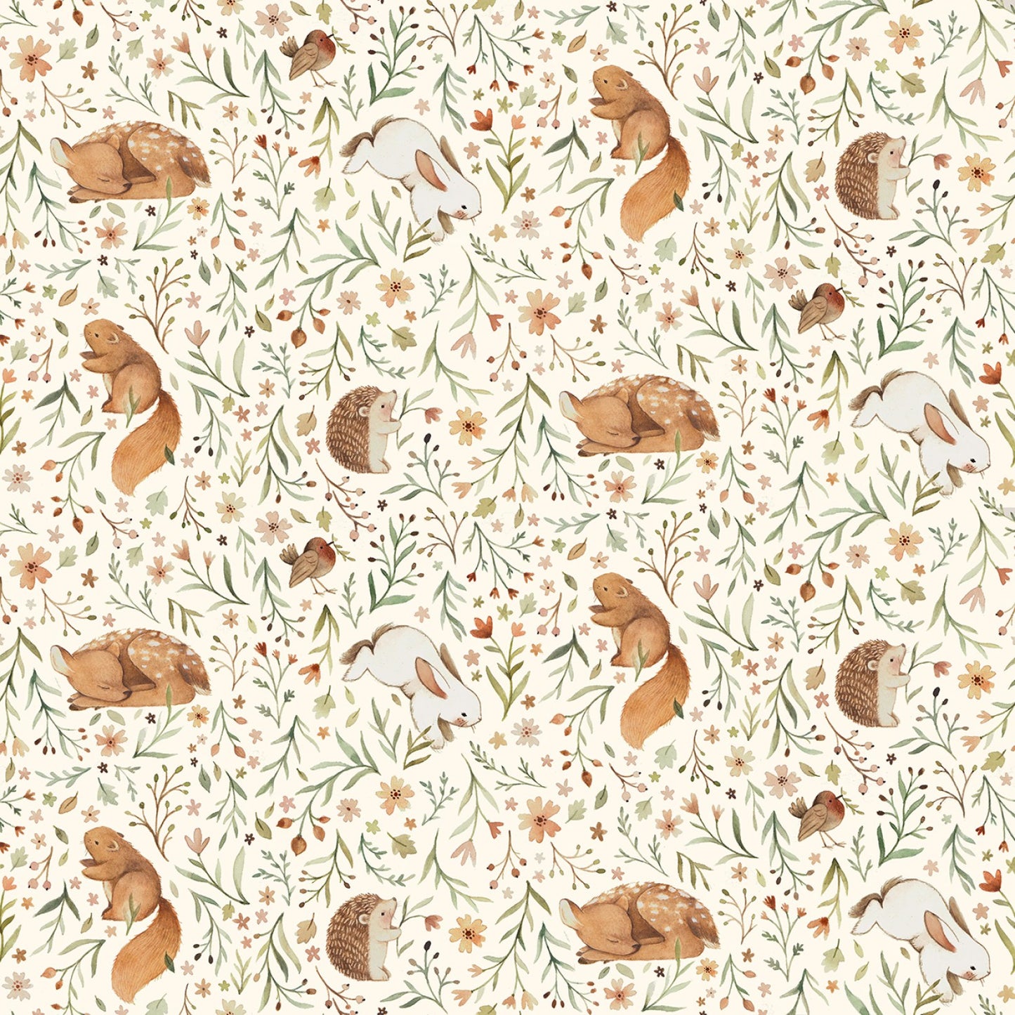 Extra Wide 108" Backings Animal Floral Cream XST-DNS2073CREAM Cotton Woven Fabric