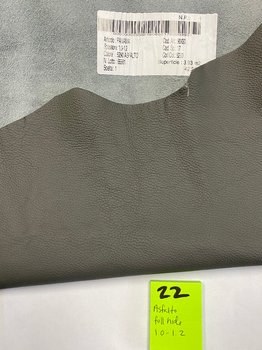 Leather Asfalto (Charcoal) Full hide 1.0-1.2mm Leather#22 - USA Shipping Included in Price!