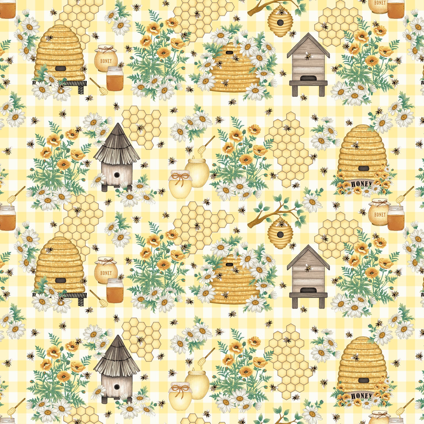 Bee All You Can Bee by Art Loft Beehive Yellow    6945-33 Cotton Woven Fabric