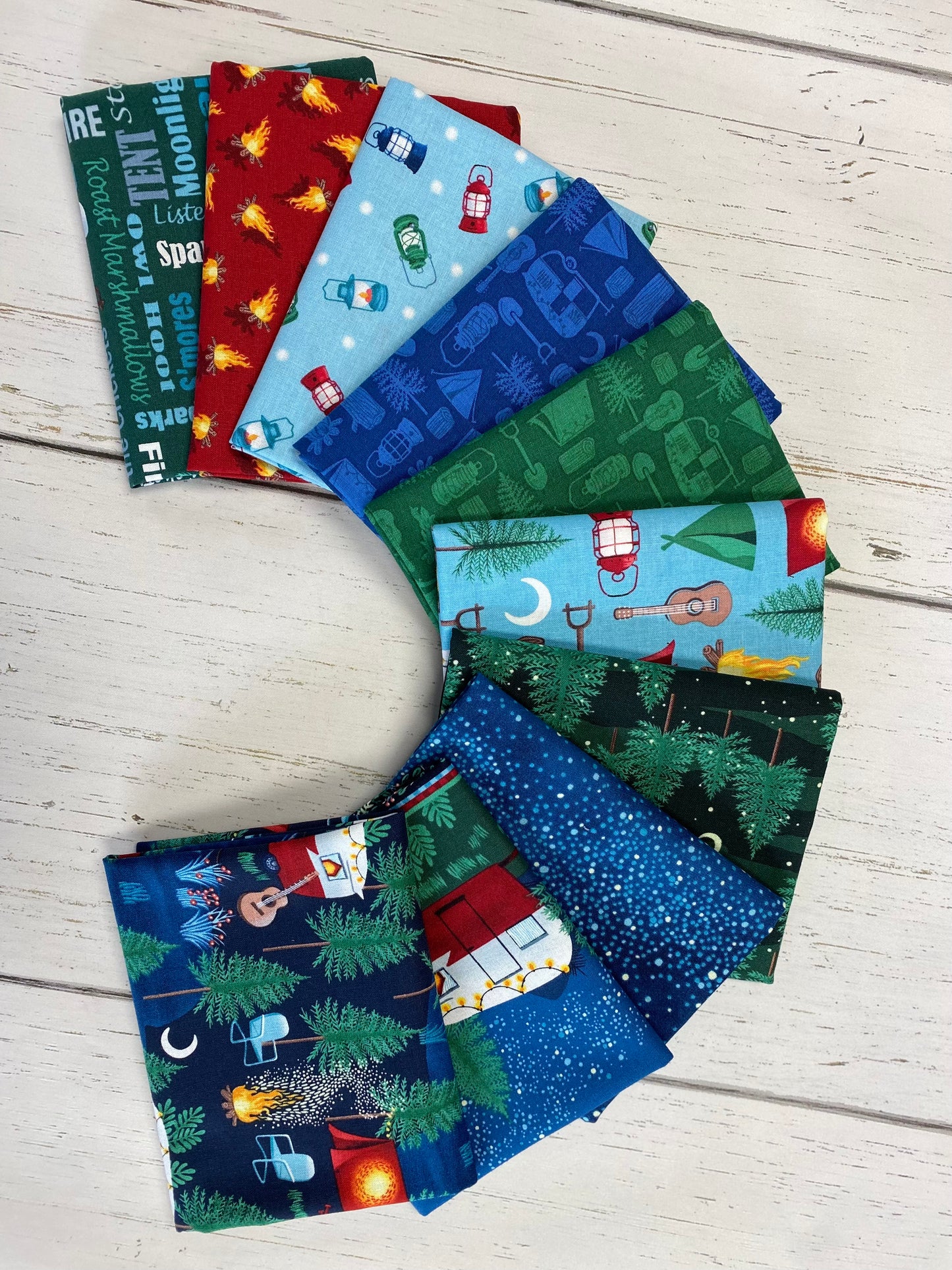 Beneath the Stars by Grace Pop Camping Icons Tone on Tone Medium Blue    6846-71 Cotton Woven Fabric