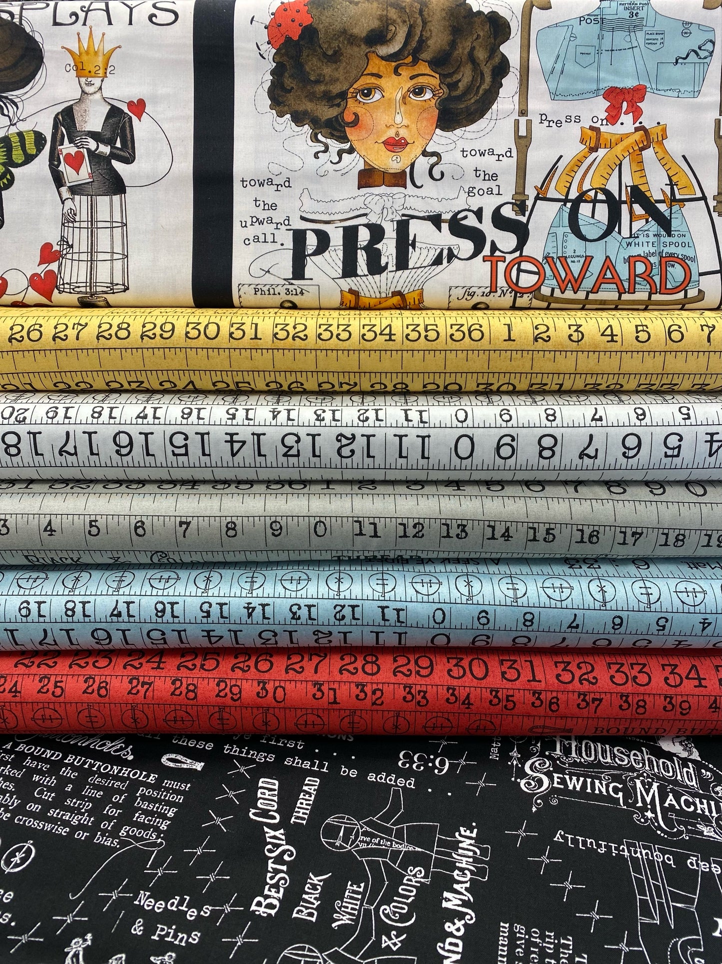Best of She Who Sews by J. Wecker Frisch Vintage Tapes Gray     C11331-GRAY Cotton Woven Fabric