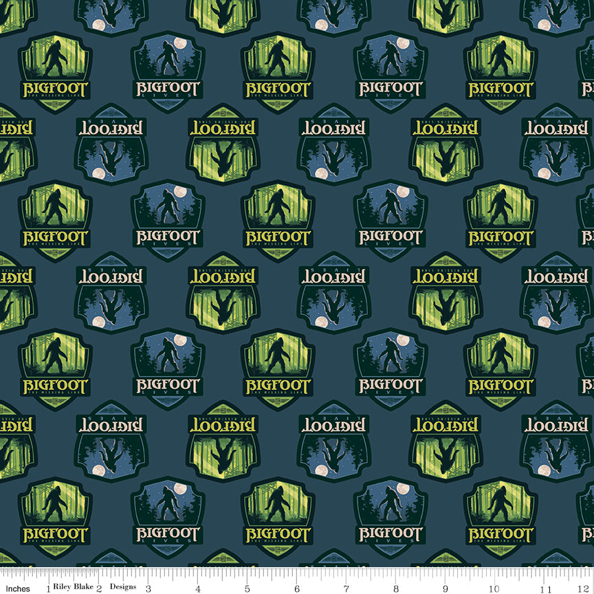 Licensed Legends Of The National Parks 2023 Bigfoot Shields Navy CD15062-NAVY Cotton Woven Fabric