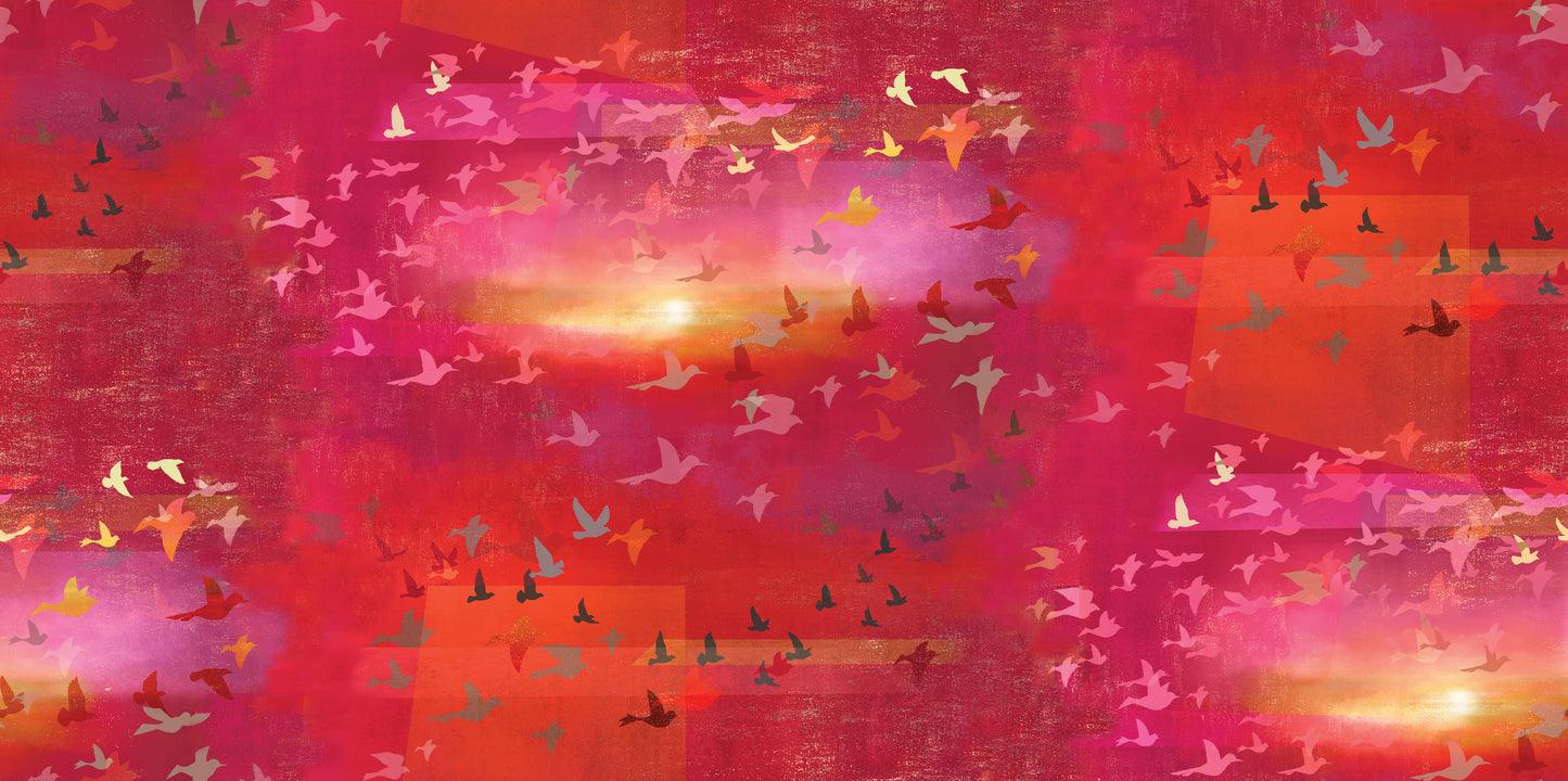 Tropicolor Birds Digital by Connie Haley Birds in Flight Red 19377-RED-CTN-D Cotton Woven Fabric