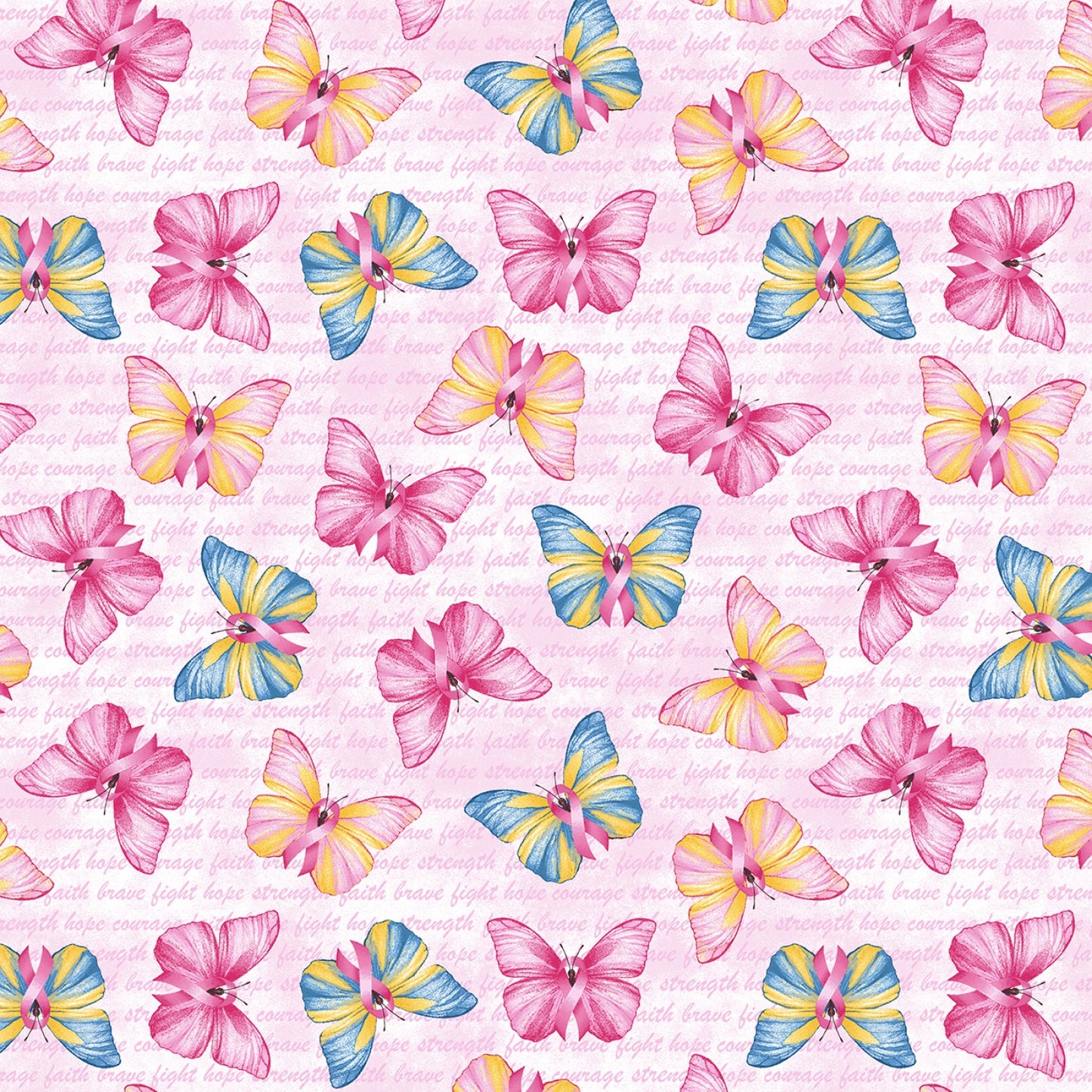 A Pink Celebration by Lilac Bee Designs Butterflies On Script Pink     7308-22 Cotton Woven Fabric