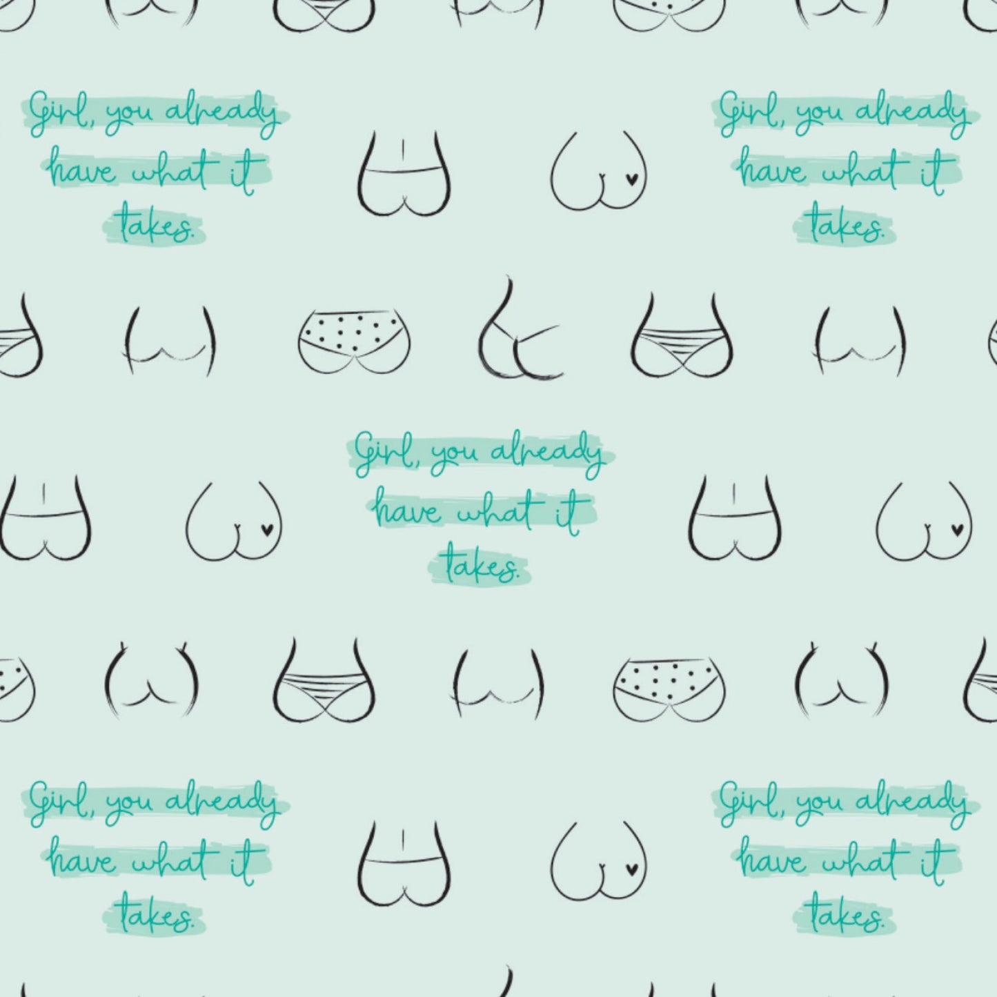 Self Love Club Flaunt It (Butts) Light Turquoise 50210802-1 Cotton Woven Fabric