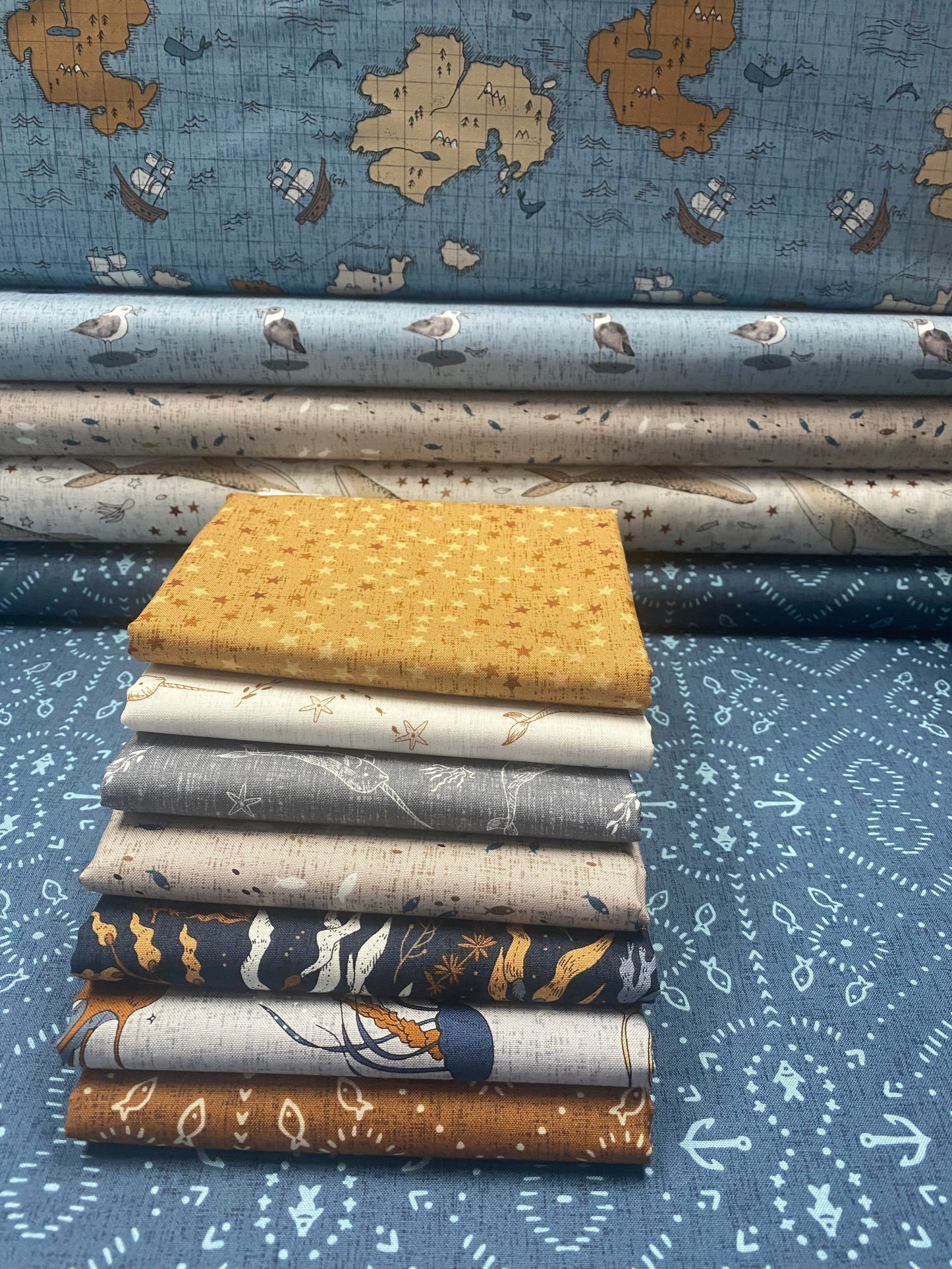 Calm Waters by Bernadett Urbanovics Anchors Gold 90612-55 Cotton Woven Fabric