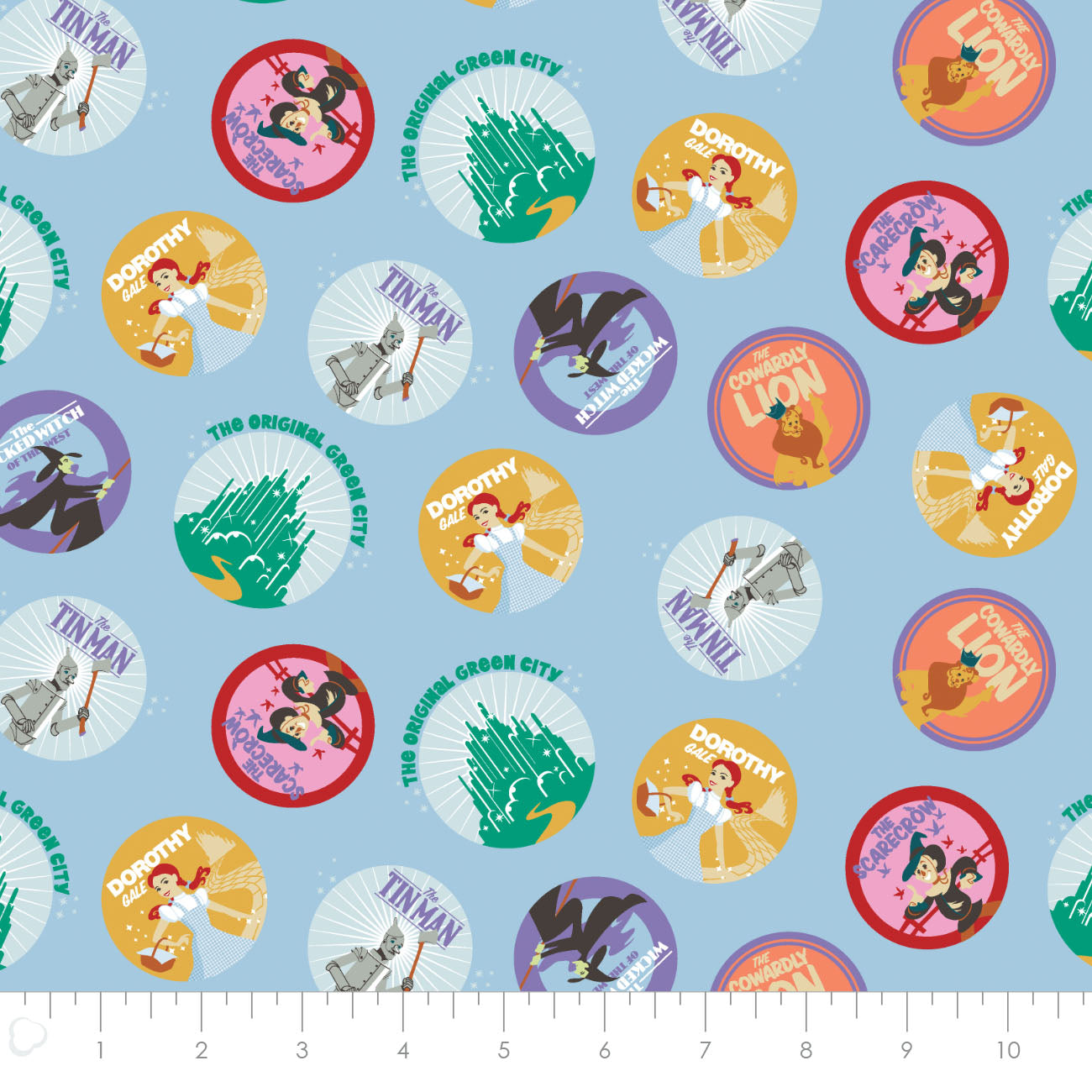 Licensed Wizard of Oz II Character Medallions Blue     23180305-01 Cotton Woven Fabric