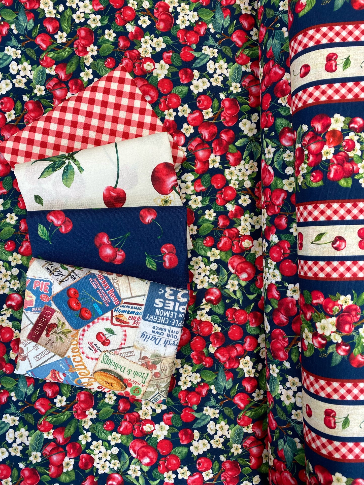 Cherry Pie Vintage Diagonal Gingham Cherry CD1550-CHERRY Cotton Woven Fabric