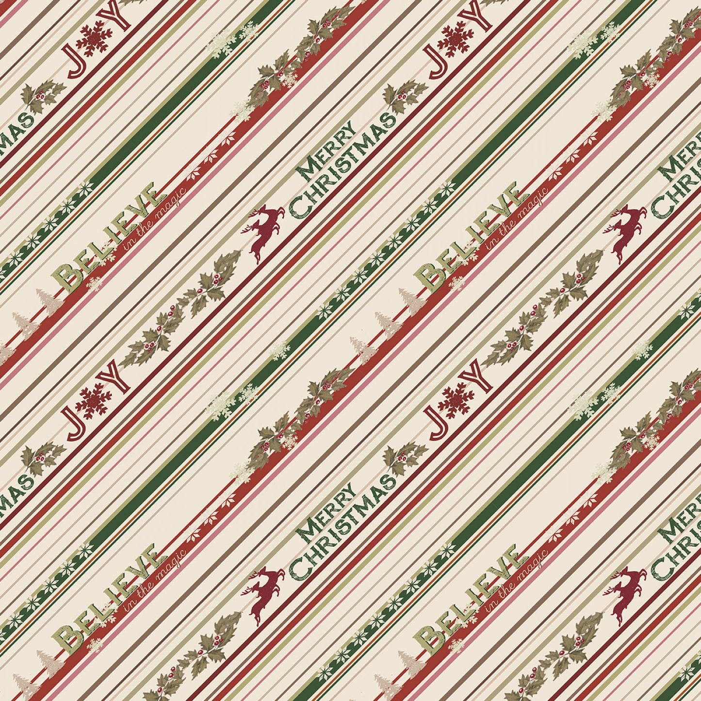 Better Not Pout Digital by Dan DiPaolo Christmas Stripe Cream    Y3785-57 Cotton Woven Fabric